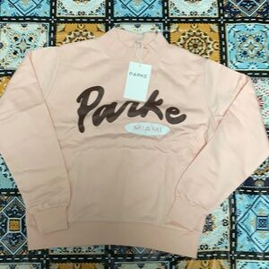 Parke Blush Pink Mock Neck Sweatershirt Miami Script Graphic size Small/ Medium